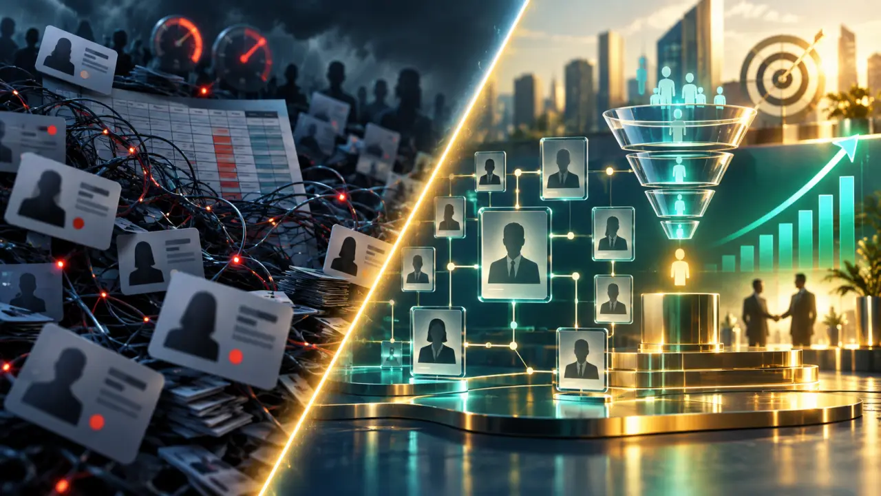 Comparaison entre un fichier B2B désorganisé et une base qualifiée prête à convertir